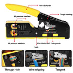 New Rj45 Rj12 Rj11 Pass Through Crimp Plier Cat7 Cat6 Cat6A Cat5 Cat5e Stripping Crimping Tool with 8P/6P Ethernet Connectors
