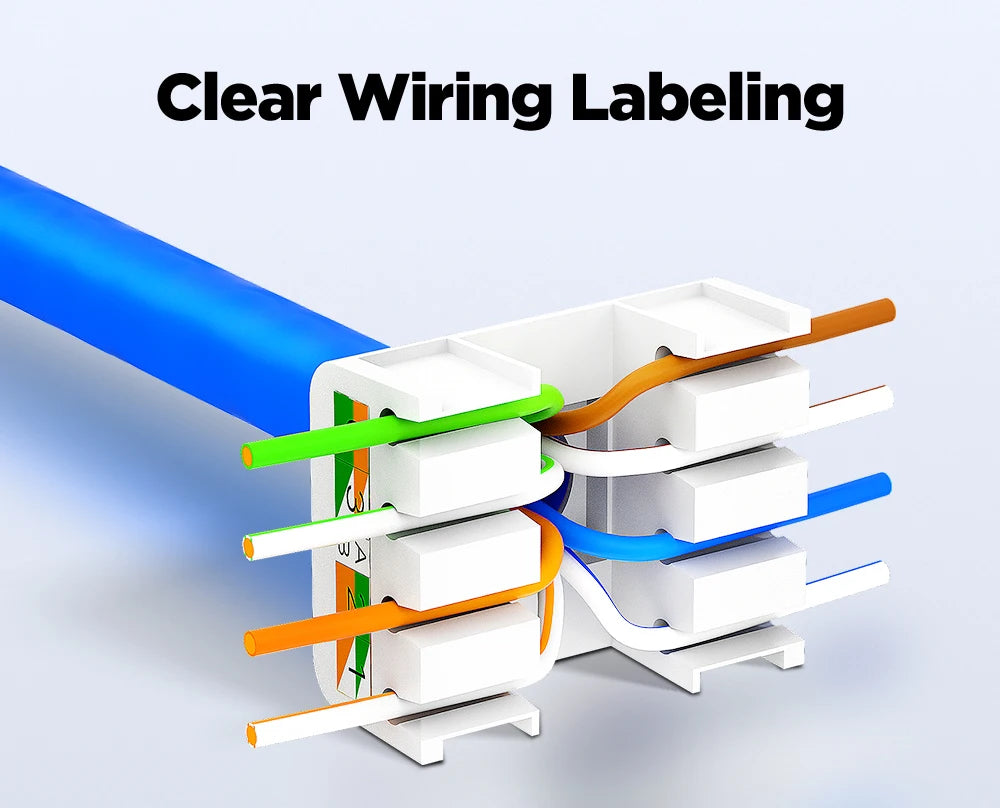 AMPCOM CAT6A CAT6 Tool Less Keystone Jack,  RJ45 UTP Keystone Module Adapter No Punch-Down Tool Couplers Modular Connector
