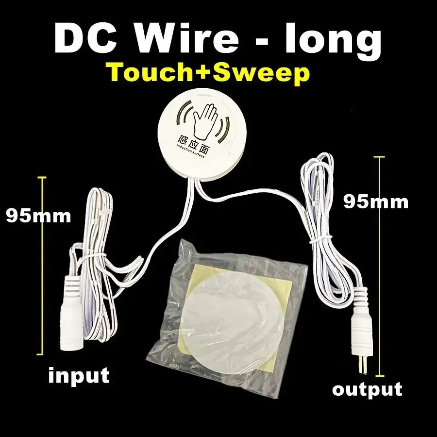 LED Light Switch Control Wireless Touch Sensor Penetrable 25mm Wood Panel 12V 24V 60W Hand Sweep Control Dimmable Touch Dimmer