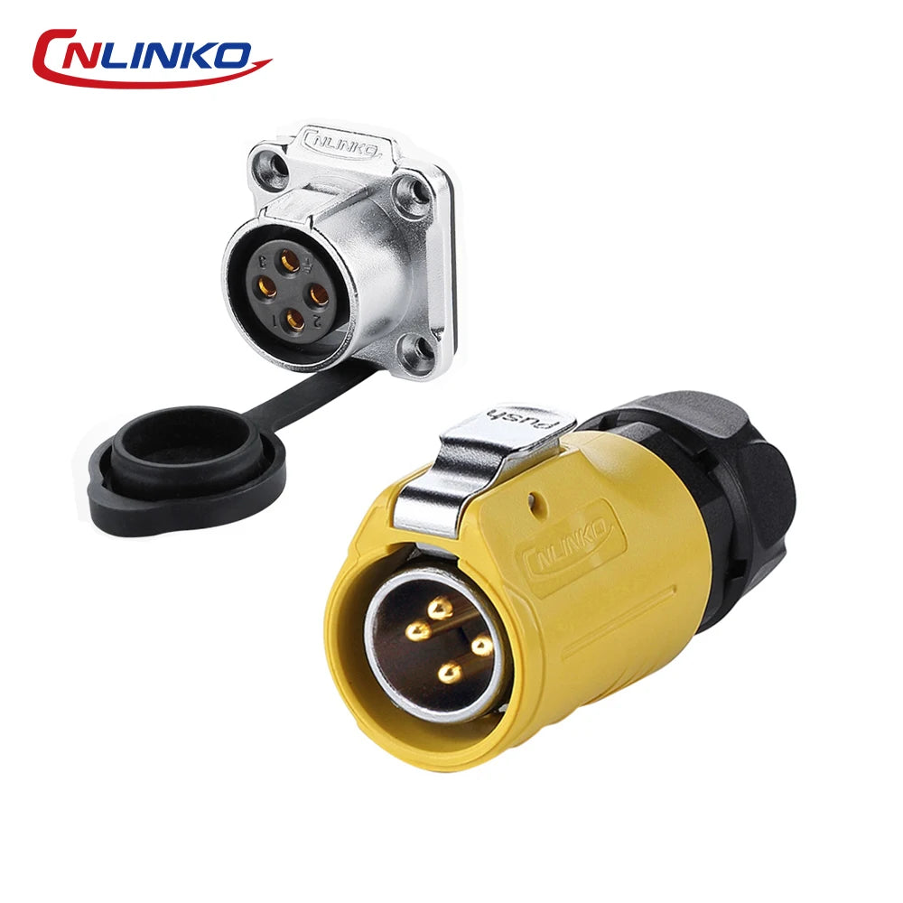 CNLINKO LP20 Waterproof Soldering Electrical Connector Male Plug Female Panel Socket Set for LED/Marine/Outdoor/Industrial Use
