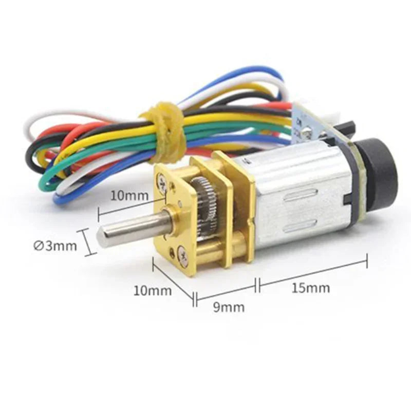 GA12 N20 Encoder DC 6V Mini Micro Metal Gear DC Motor Gearwheel High Torque 15 25 50 70 100 150 300 500 1500RPM 7PPR Hall Sensor