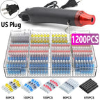 50-1200Pcs Solder Seal Wire Connectors Kit with 300W Heat Gun Waterproof Heat Shrink Butt Terminals Electrical Splice Set