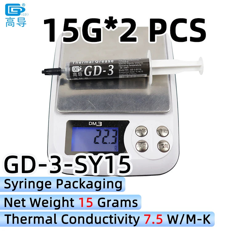 GD-3 Thermal Paste Performance 1/3/7/15/30g Gray 7.5W/m-k For CPU GPU Heat Sink Cooling Cooler Grease Compound Silicone CN SY BB