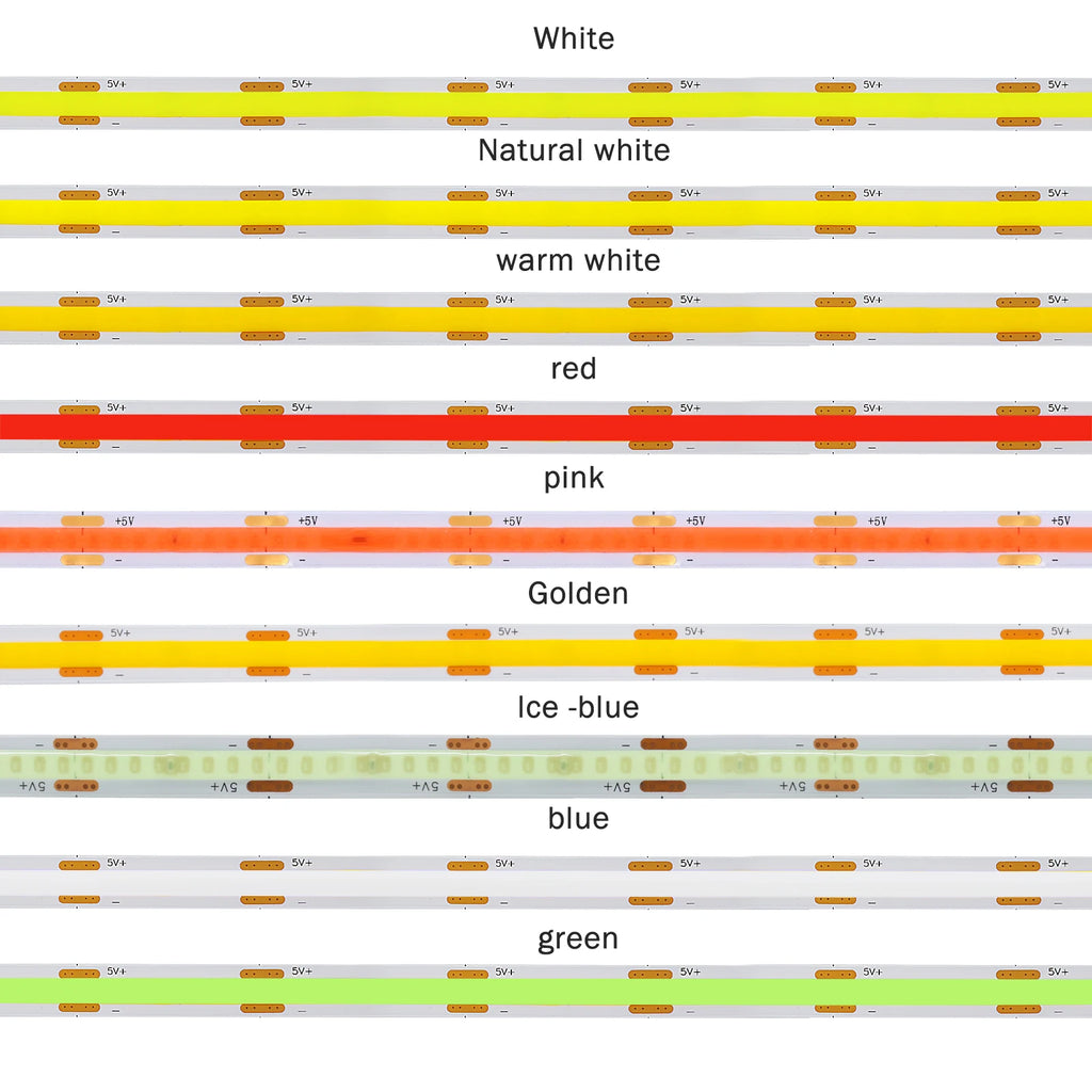 5V COB LED Strip High Density 320LEDs/m USB LED Light Red Green Blue Pink Ice Blue Warm White Flexible Led Tape TV Backlights
