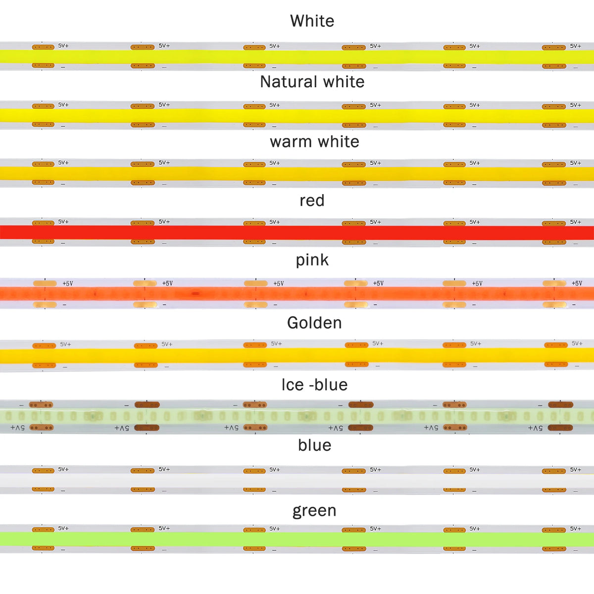 5V COB LED Strip High Density 320LEDs/m USB LED Light Red Green Blue Pink Ice Blue Warm White Flexible Led Tape TV Backlights