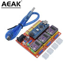 Cnc shield V3 engraving machine 3D Printe+ 4pcs DRV8825 driver expansion board for Arduino + UNOR3 with USB cable