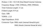 2.4GHz 5.8G 3dBi Dual-band WIFI Bluetooth External Antenna SMA Male Female Plug Connector For Wireless Router Folding Antenna