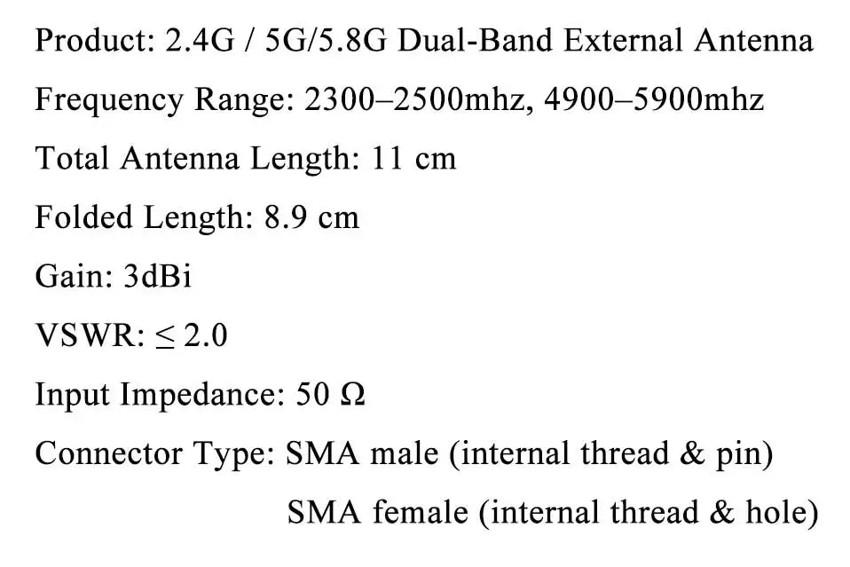 2.4GHz 5.8G 3dBi Dual-band WIFI Bluetooth External Antenna SMA Male Female Plug Connector For Wireless Router Folding Antenna