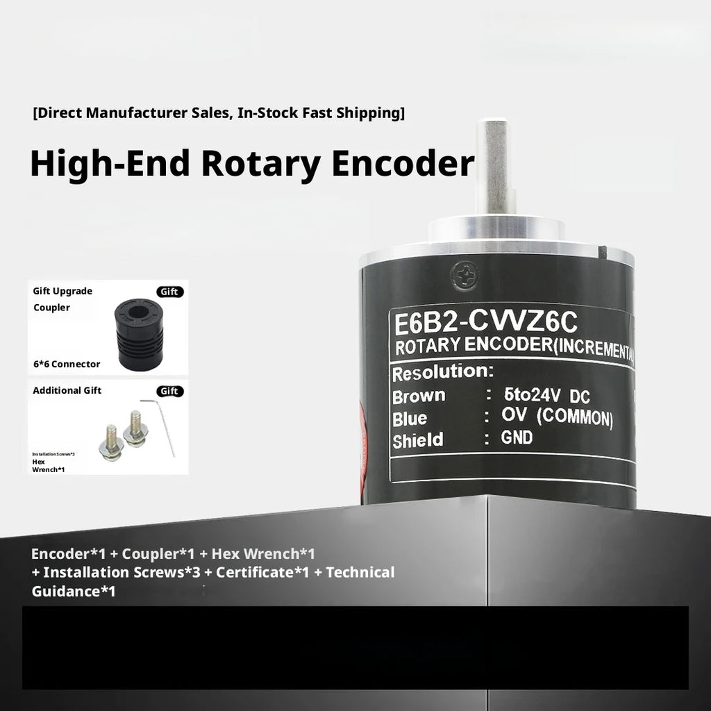 Industrial Rotary Encoder: 1000 P/R, Incremental, 5-24V DC, IP50, Sealed Bearing, ABS, for CNC/Robot/Automation