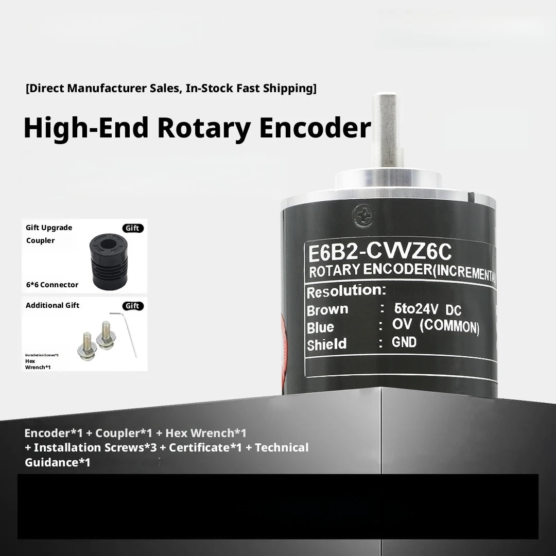 Industrial Rotary Encoder: 1000 P/R, Incremental, 5-24V DC, IP50, Sealed Bearing, ABS, for CNC/Robot/Automation