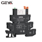 10PCS GEYA Din Rail Slim Relay Module HF-41F Integrated PCB Mount Power Relay With Relay Holder 12V 24V 48V 110V 230V 6.2mm