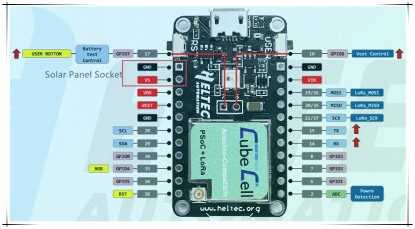 Heltec Lora Node ASR650x CubeCell AB01V2  Development board for arduino with solar panel