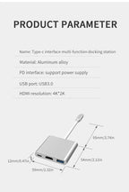 3 IN 1 3.0 USB Multi-function HUB For Samsung Galaxy S23 S22 Ultra Type-C To HDMI Adapter Note 20 10 iPhone 15 16 5G OTG Adapter