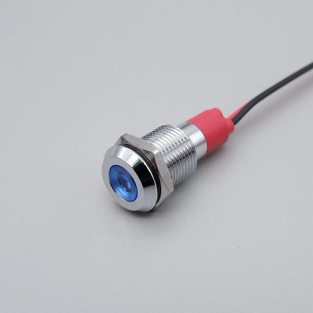 6mm 8mm 10mm 12mm LED Metal Indicator Light Signal Lamp with Wire 3V 5V 6V 12V 24V 110V 220V Red Blue Green Yellow White