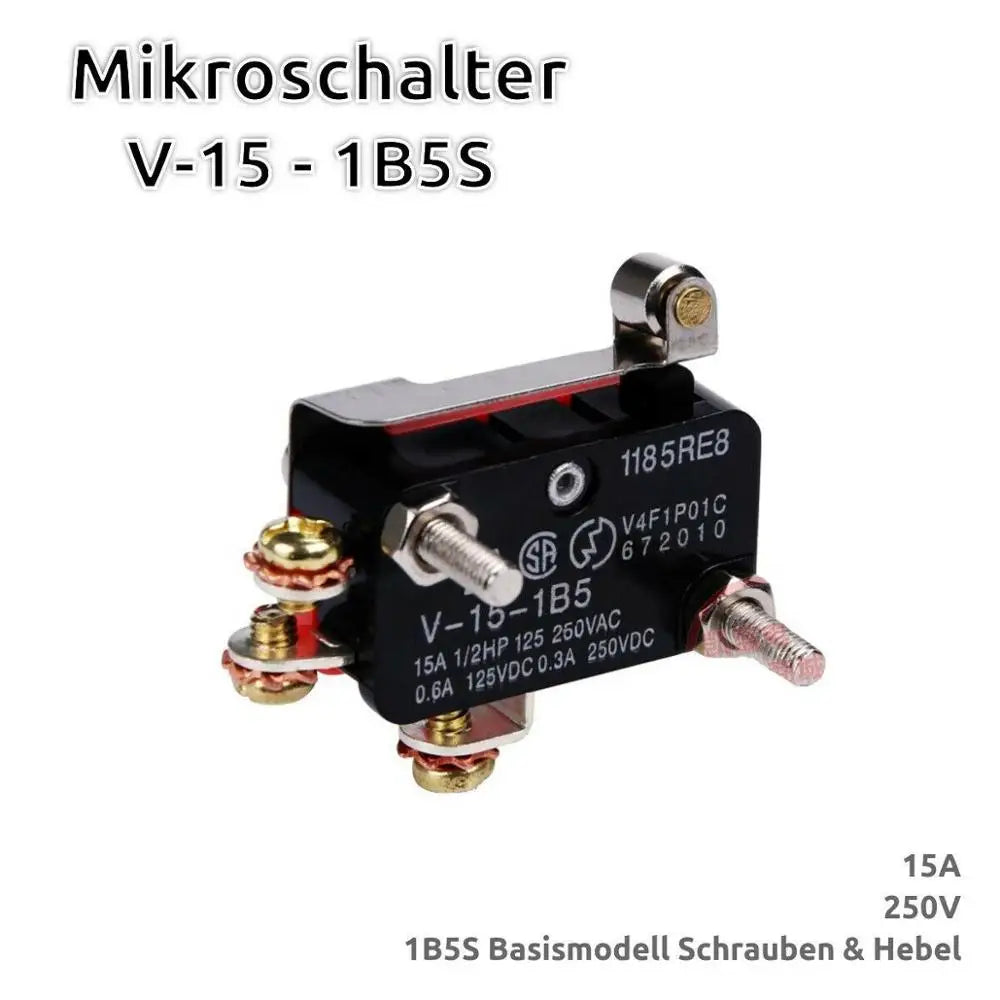 V-15 V-151 V-152 V-153 V-154 V-155 V-156-1C25 Micro Switch 16A 250VAC SPDT Momentary Travel Limit Switch 1NO1NC Lever Roller