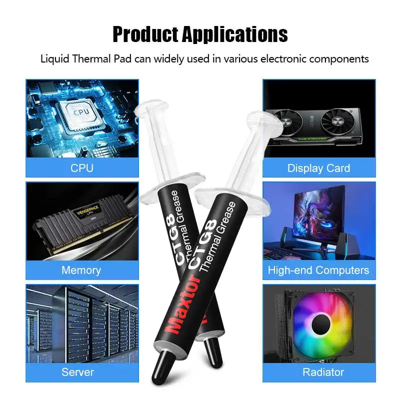 12.8W/mk Maxtor CTG8 AMD Intel Processor CPU GPU Cooler Cooling Fan Thermal Grease Thermal Paste Cpu Heatsink Plaster