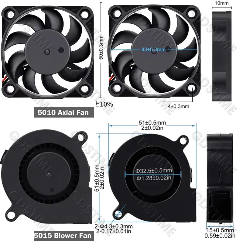 Gdstime Brushless Turbo Fan 24V Dual Ball 30mm 40mm 50mm For 3D Printer Fan DC Blower Cooling Fan 3010 4010 4020 5015 Clooer