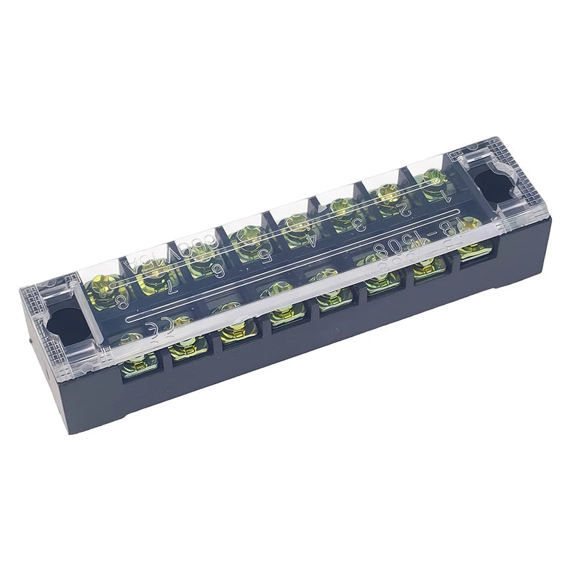 1PCS- TB1508 Dual Row Thick Copper Screw Terminal Block Flame Retardant Grounding Strip Wire Connector 600V 15A