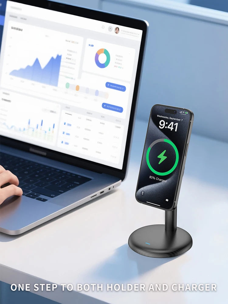 2025 15W Wireless Charger Stand For Magsafe iPhone 17 16 15 14 13 12 Pro Max Qi2 Fast Charging Station for Office Home Travel
