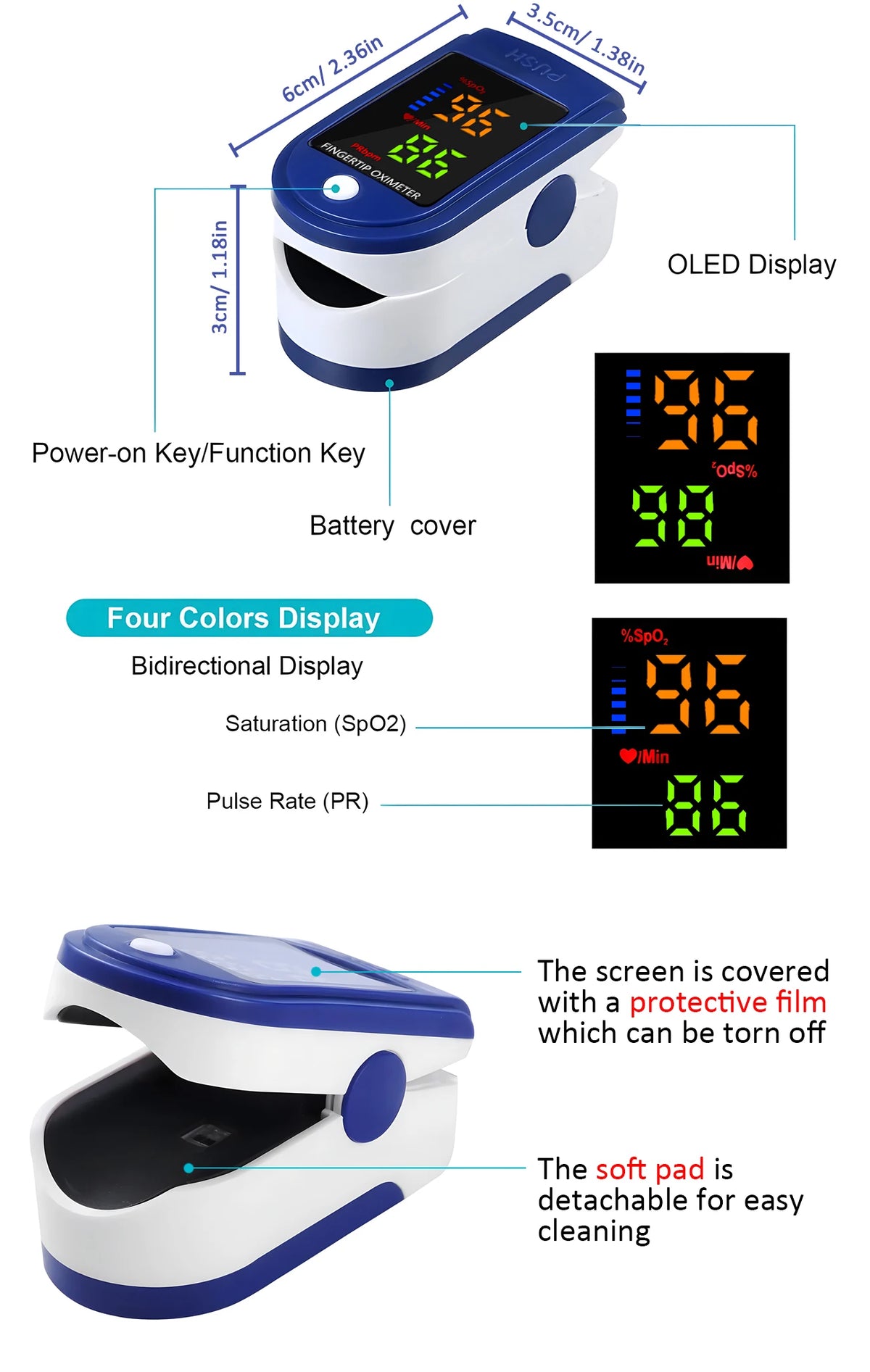 Medical Temperature Test Kit Infrared Thermometer Non-contact Forehead Thermomete or Digital Finger Blood Oxygen Oximeter LED