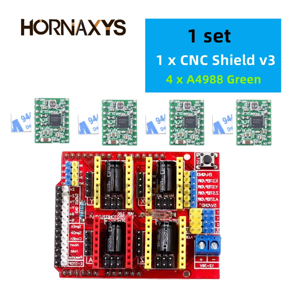 CNC Shield V3 Engraving Machine 3D Printe+ 4pcs DRV8825 Or A4988 Driver Expansion Board For Arduino + UNO R3 With USB Cable