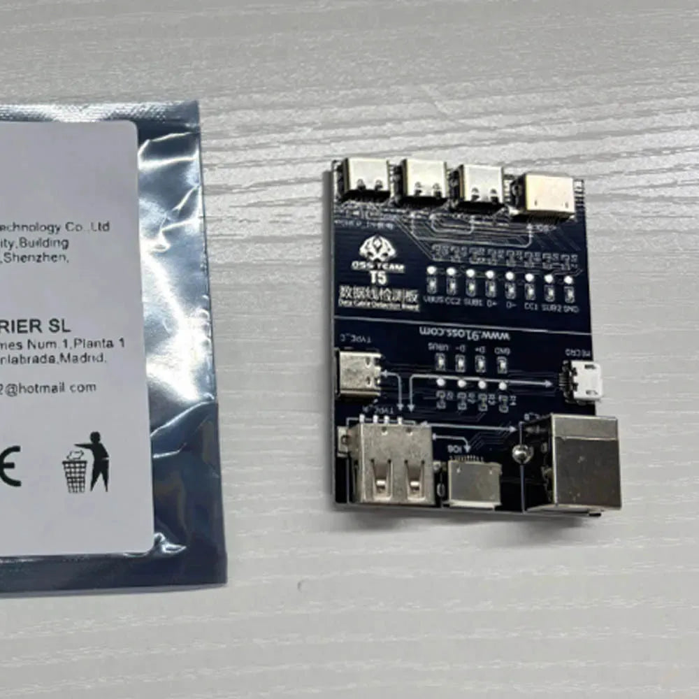 T5 USB Cable Tester Board Rapid Detection Tool Compact Portable for Lightning Type-C Micro USB Cables