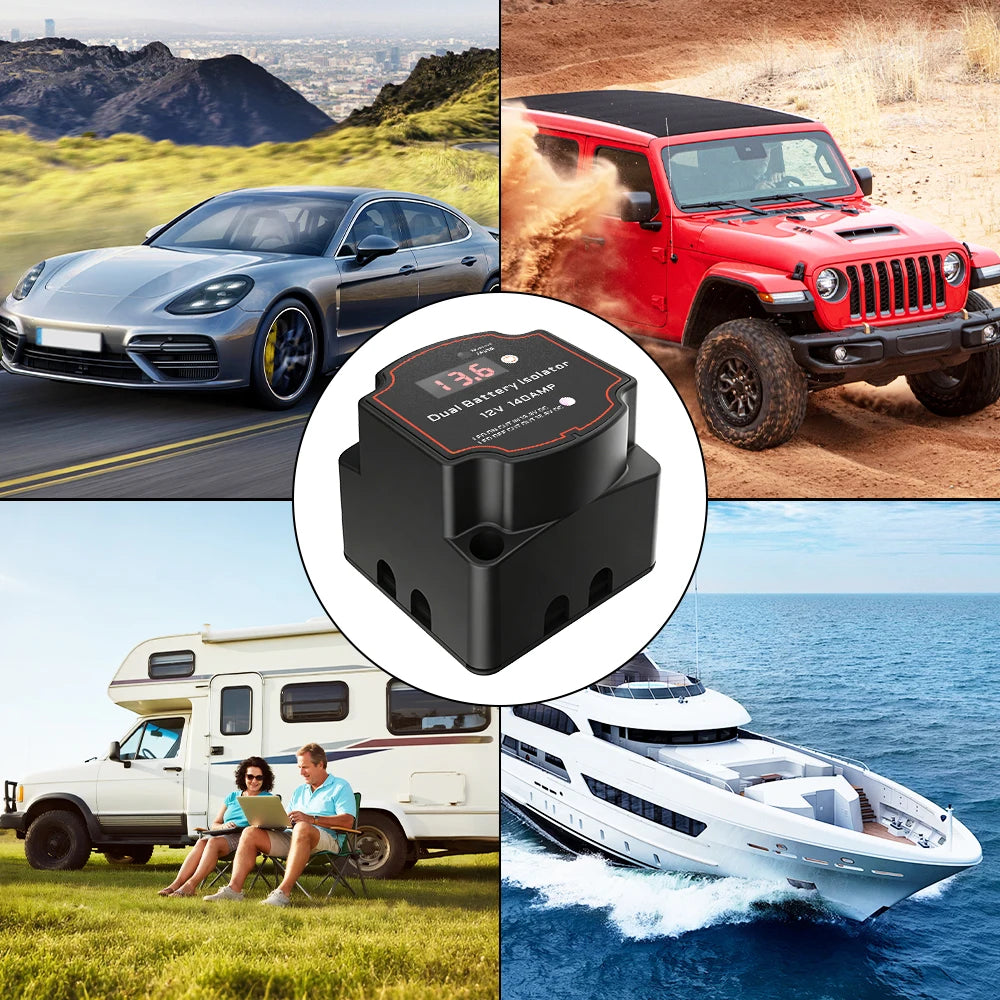 Relay VSR for Camper Charge 2 Battery Bank Car Smart Battery Isolator Voltage Sensitive Split Charge Auto Parts 12V 140A