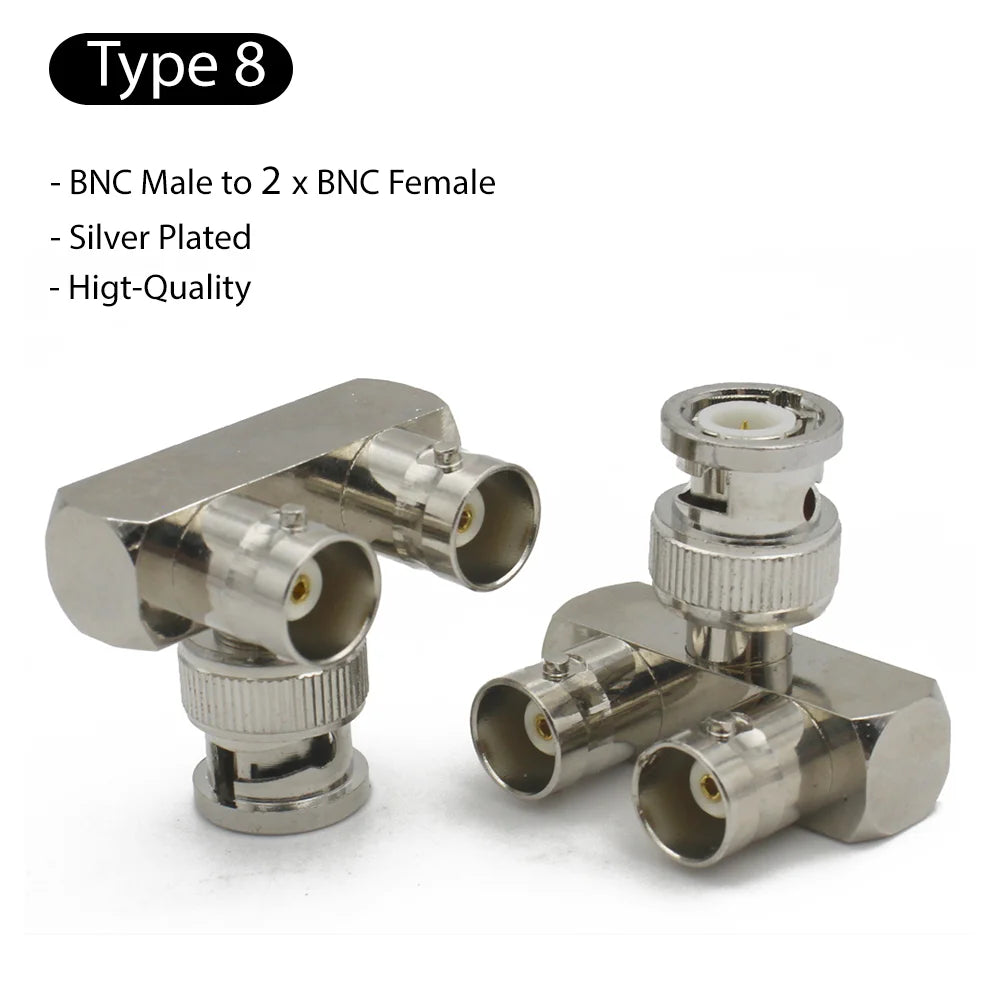 BNC Connector Q9  BNC To BNC Male Female RF adapter  Right Angle Tee Type 3way 4way Splitter 2x Double Male Female 3+4Types