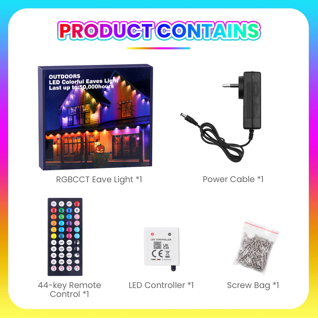 150M 90M 60M 15M Smart RGB Eave Lights IP67 Waterproof APP&Remote Control Timer Dimmable LED String Lights Home Christmas Decor