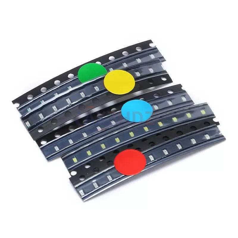 50pcs 5ValueX10PCS 1206 0402 0603 0805 SMD LED Diodes Component Package Kit DIY White Red Blue Green Yellow Super Bright