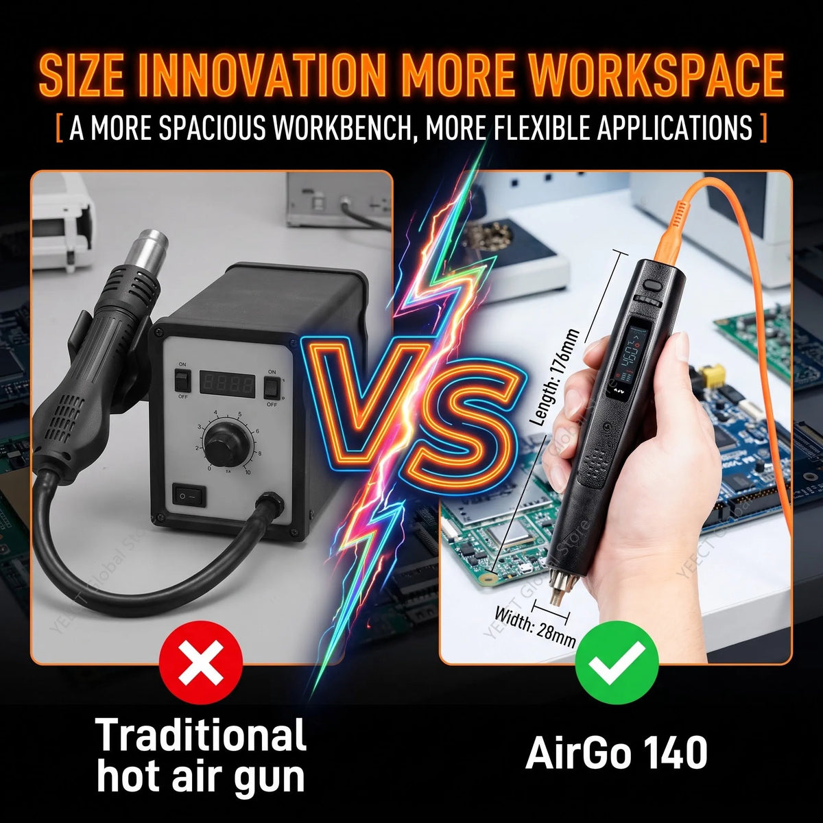 MINIWARE AirGo 140 Mini Soldering Station Hot Air 140W PD3.1 Type C Fast Heat BGA Rework Tool 80-450C For Phone PCB Repair Box