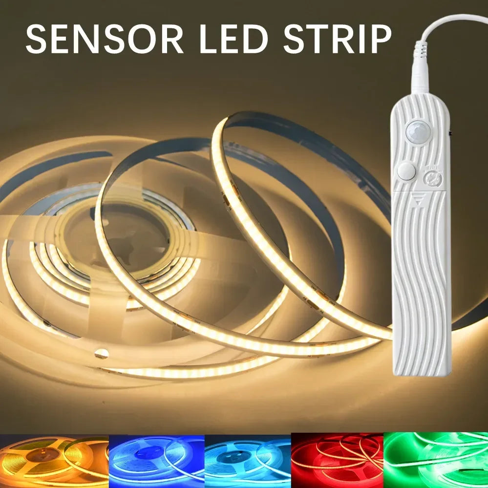 Dual Mode Adjustable 5V COB LED Strip Motion Sensor Night Light, Smart Induction Lamp for Bathroom Bedroom Bedside Home Decor
