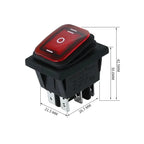 2pcs KCD4 Waterproof Rocker Switch 4 6 Pin Latching 16A 250VAC DPDT ON OFF ON 12V 220V Red Green LED Light Button Switch