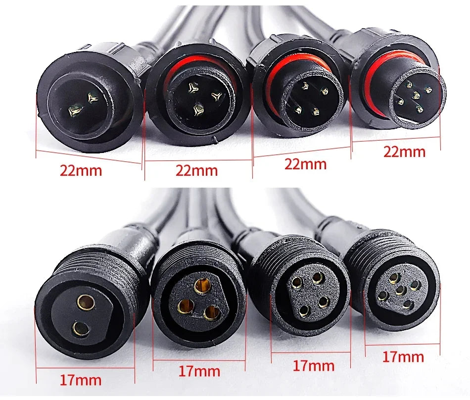 5/20Pcs M16 Waterproof 2 3 4 5 Pin IP65 Cable Wire Plug for LED Strips Male and Female Jack 22mm Nut Connector 20CM OD 6mm