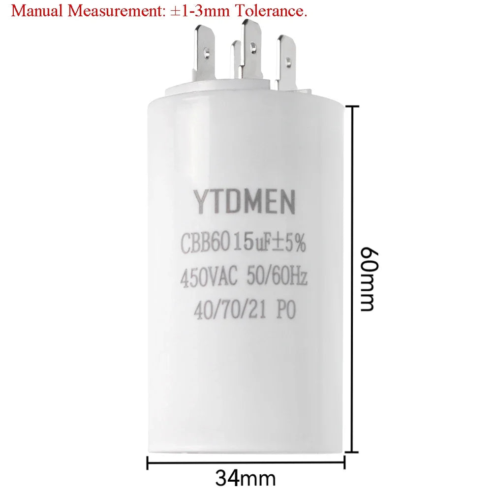 AC 450V CBB60 Dual Insert Motor Starting Capacitor 4pin 4UF-60UF Replacement Motor Run Capacitors For Air Compressor Water Pump