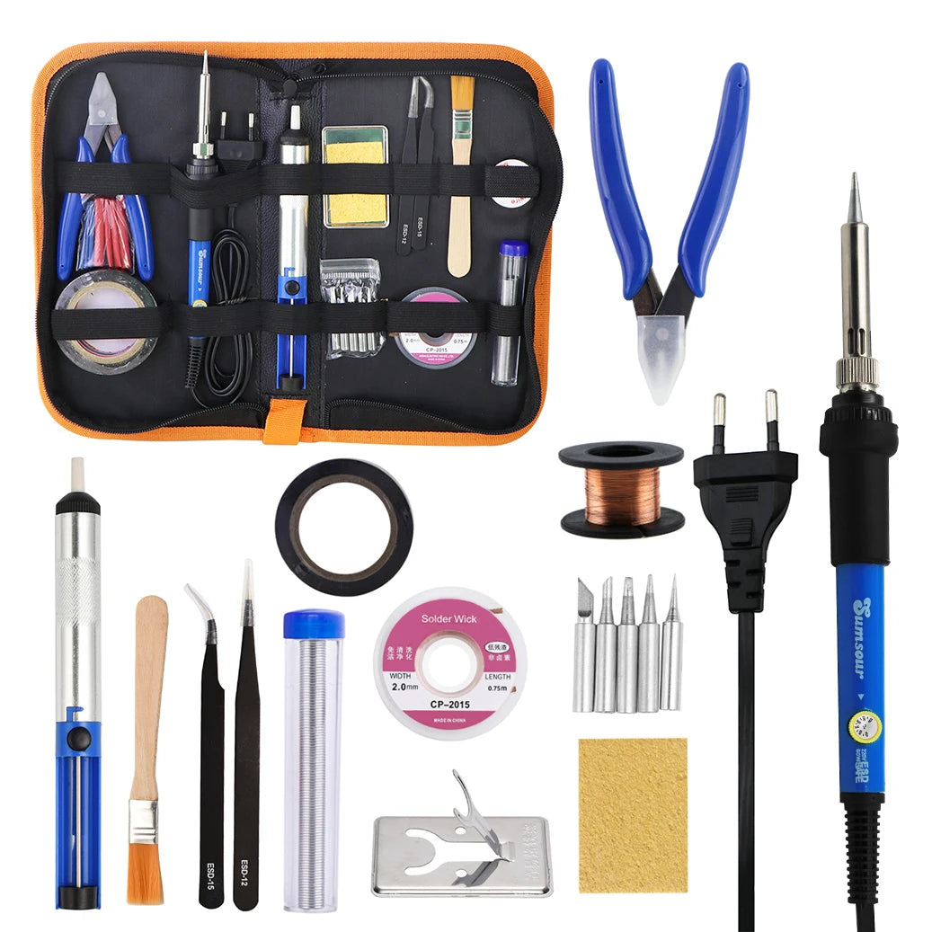 Sumsour Electric Soldering Iron 60W 220V / 110V Adjustable Temperature Welding Rework Solder Repair Tools Kit