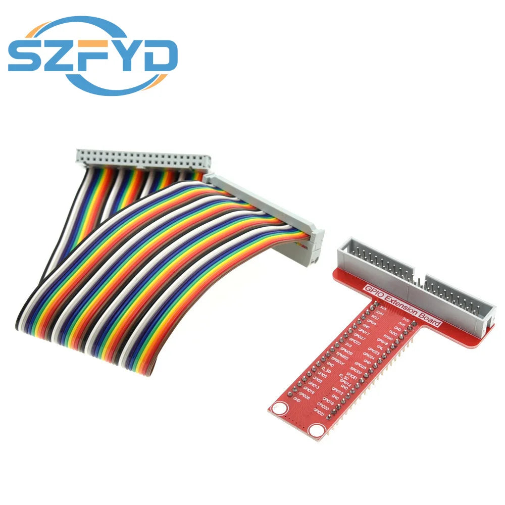 T-Type GPIO Expansion Board + 40-Pin Ribbon Cable for Raspberry Pi 4 3 2 B+ Compatible with Breadboard DIY