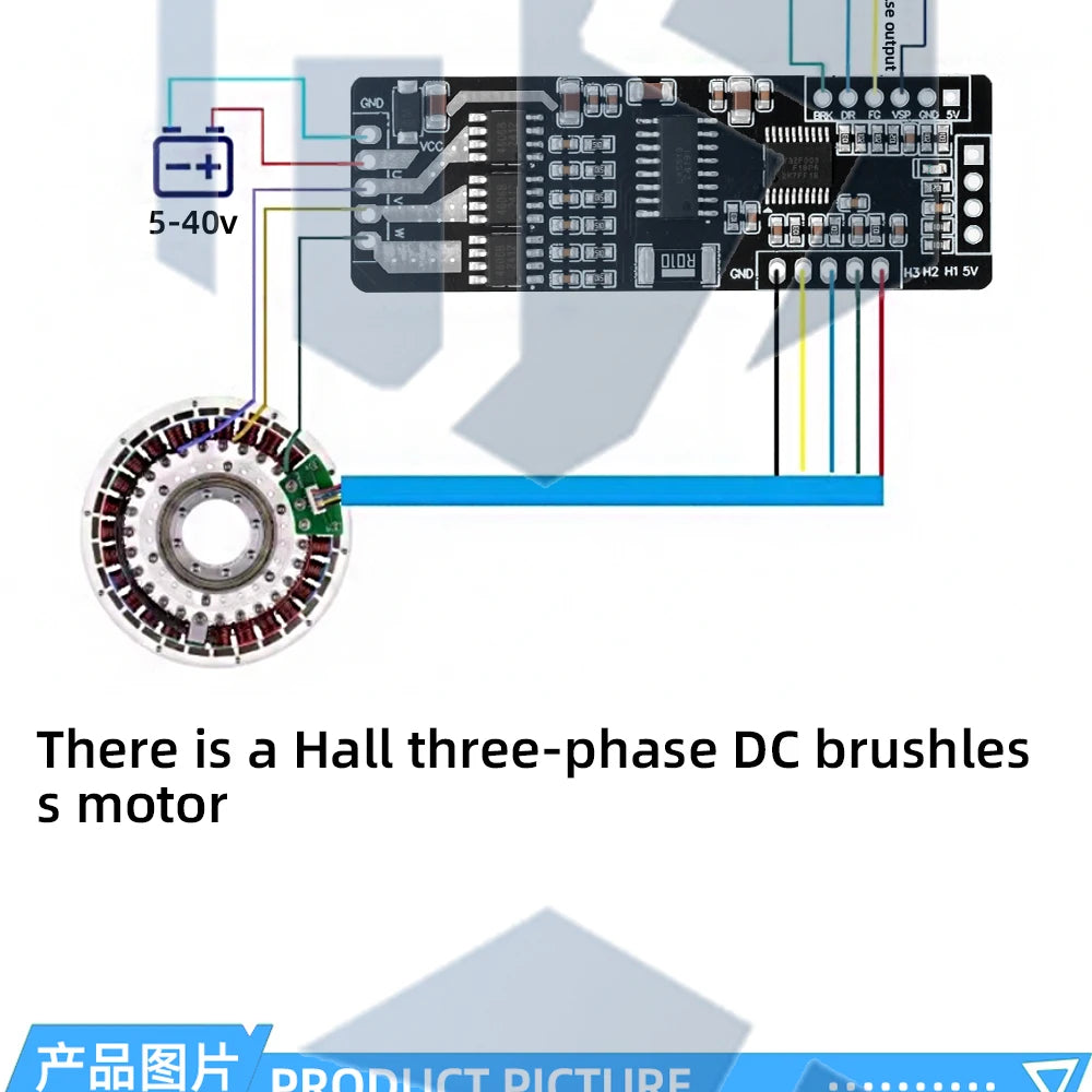 24W BLDC Motor Driver Module 5V-40V 2A Three-Phase PWM with Hall Sensor and Inductive Control