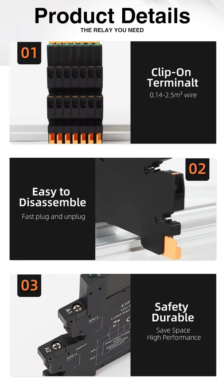 DC Control AC Slim Interface Solid State Relay Module DIN SSR Slim Relay DC Control DC 41F-1Z-C2 C4 SSR Relay DIN Rail