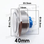 40mm Metal Push Button Switch Power LED Light Waterproof Reset Self-locking Latching Start Stop Switch On Off 2NO2NC With Wire