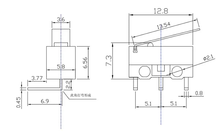 10Pcs Mini Micro Limit Switch NO NC 3 Pins PCB Terminals SPDT 1A 125V Roller Arc Lever Snap Action Push Microswitches