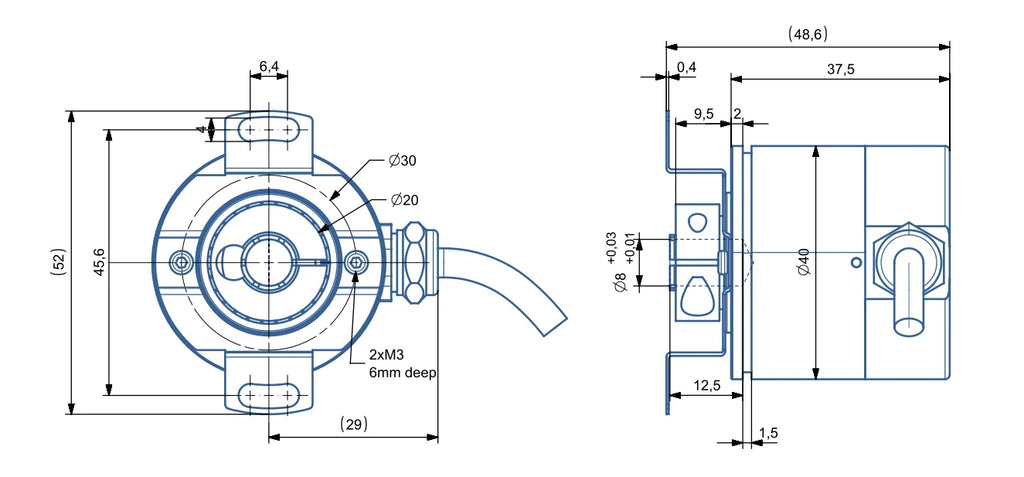 Waterproof Blind Hole Absolute Encoder Magnetic Single/Multi Turn Angle Measurement CAN RS485 Output Power Off Memory