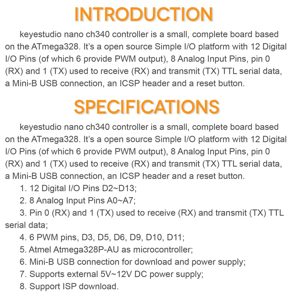 Keyestudio UNO With Pin Header Interface USB Cable Compatible With Arduino UNO R3 Board For Arduino Programing
