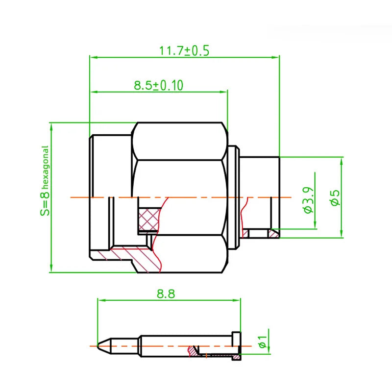 SMA Male (Female Pin)  Solder FOR Semi-rigid B3 RG141 RG402 Cable Connector 5/20/100PCS 1000V 6GHz