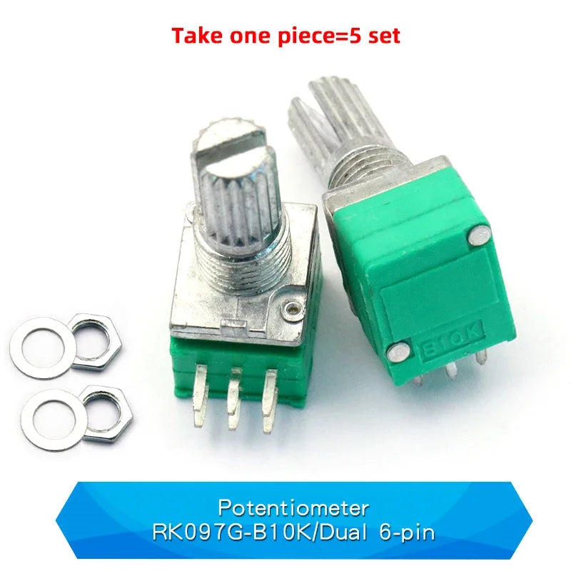5PCS RK097NS G Single Double Potentiometer B5K/10K/20K/50K/100K Power Discharge Bit Speaker Audio