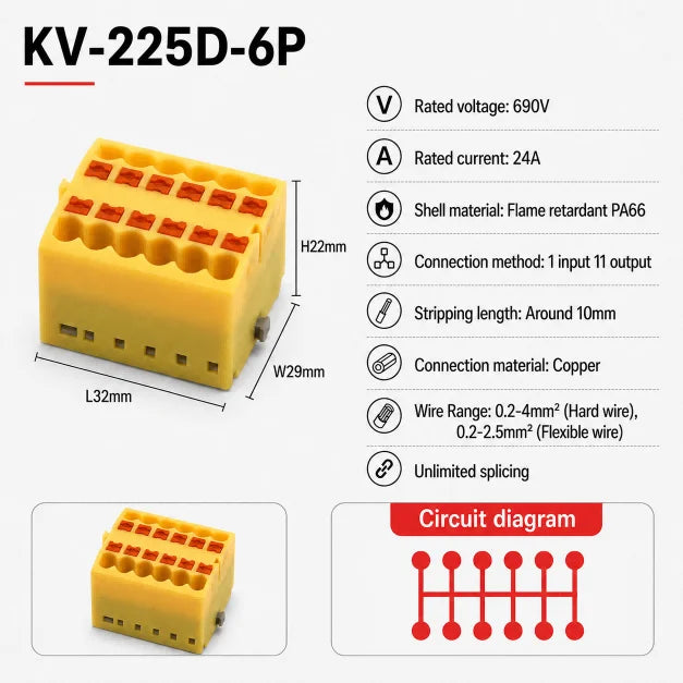 1Pc Wire Electrical Cable Connectors Plug-in Terminal Block PTFIX 2.5mm² Splitter Spliceable DIN-Rail Mounting Junction Box Too