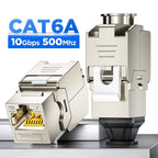 AMPCOM Pro Cat7/6A/6 Shielded Keystone Jack, Zinc Alloy Toolless RJ45 Connector with 50u Gold Plated Pins for High-Speed Network