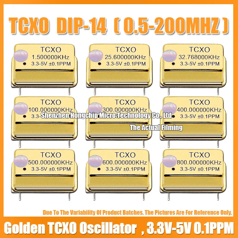 TCXO DIP-14 24.576M 24.576MHZ Gold Plated Rectangular Temperature Compensated Crystal Oscillator Golden 3.3V-5V 0.1PPM