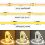 3mm 5mm PCB Battery Power COB LED Strip Light 5V Warm Natural White Blue Red Green Pink Tape 320LEDs 8mm High Density Flex Lamp