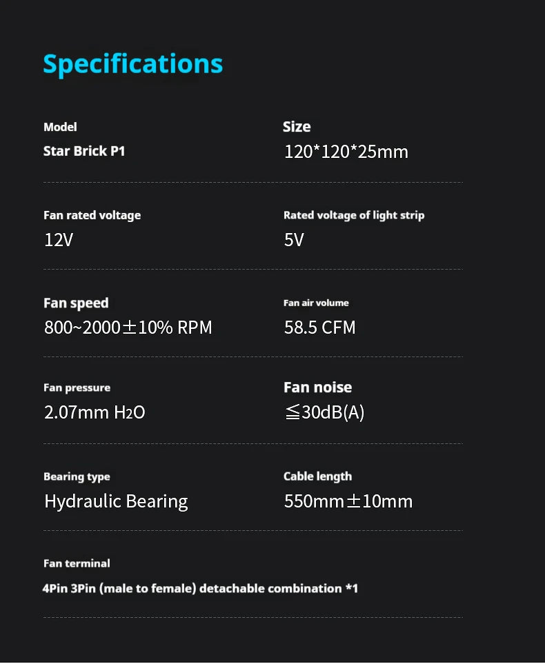 Star Brick P1 Jungle Leopard Interstellar SE Building Block Fan Triple ARGB 12cm Desktop Computer Wireless Splicing Fan